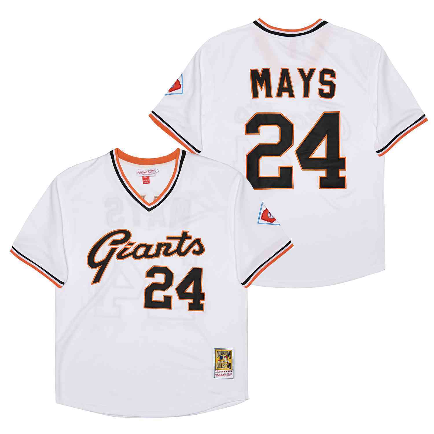 San Francisco Giants #24 Willie Mays Giants 24 White Pullover Retro Baseball Jersey baseball jersey product view 1