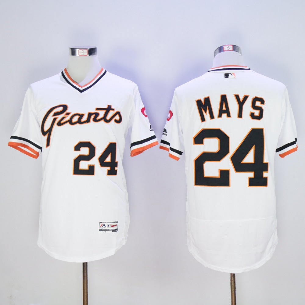 San Francisco Giants #24 Willie Mays Giants 24 White Retro 2016 Player Version Baseball Jersey baseball jersey product view 1