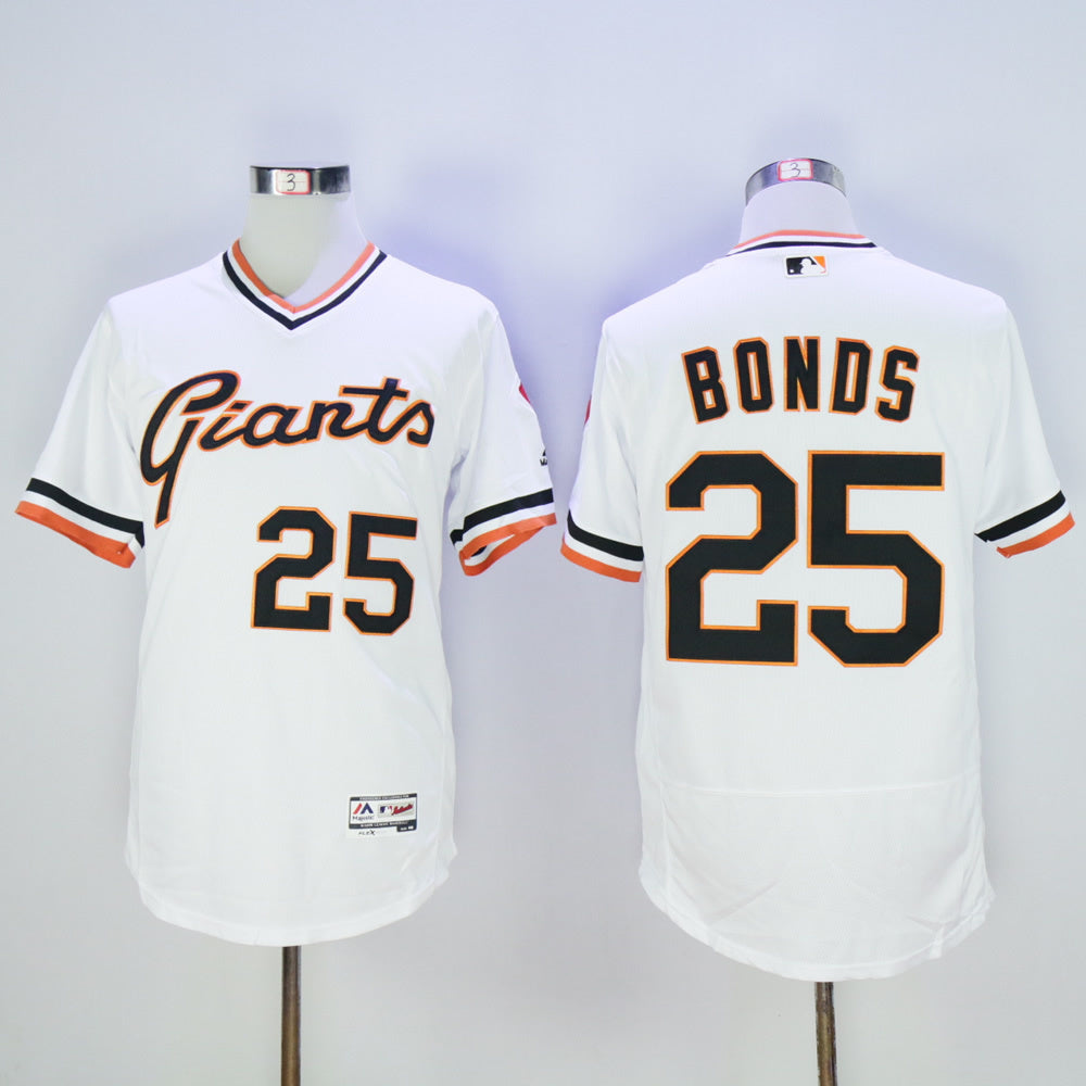 San Francisco Giants #25 Barry Bonds Giants 25 White Retro 2016 Baseball Jersey baseball jersey product view 1