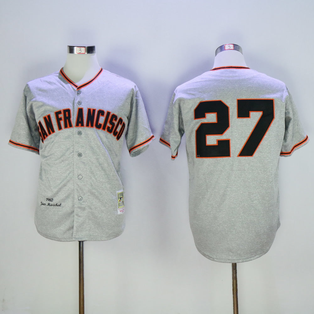 San Francisco Giants #27 Giants 27 Hemp Gray Retro Baseball Jersey baseball jersey product view 1