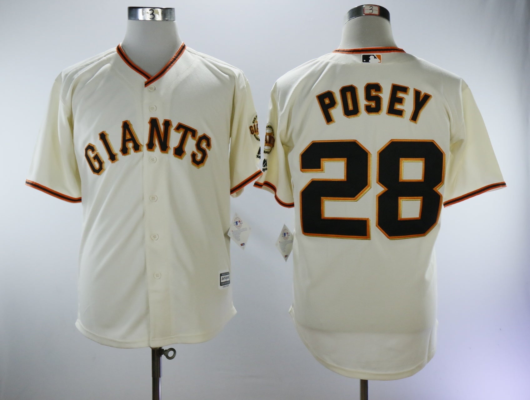 San Francisco Giants #28 Buster Posey Giants 28 Off-White Fan Baseball Jersey baseball jersey product view 1