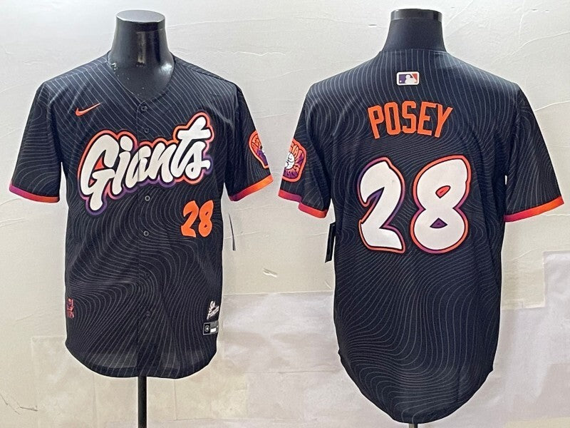 San Francisco Giants #28 Buster Posey Giants Black V2 Collaboration Style 1 Baseball Jersey baseball jersey product view 1