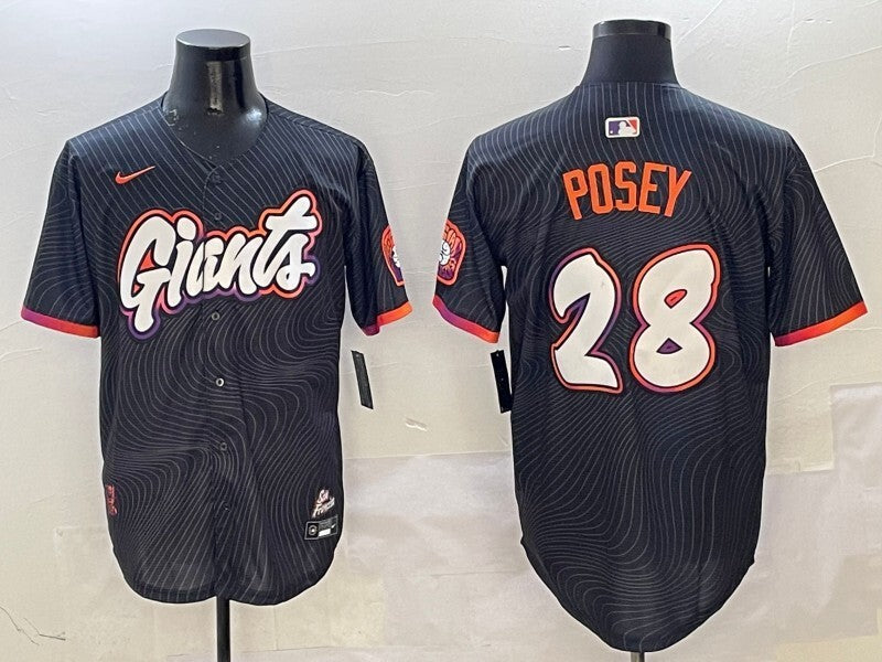 San Francisco Giants #28 Buster Posey Giants Black V2 Collaboration Style 2 Baseball Jersey baseball jersey product view 1