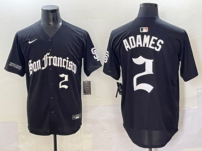 San Francisco Giants #2 Willy Adames Giants Black 5 Collaboration Style 1 Baseball Jersey baseball jersey product view 1