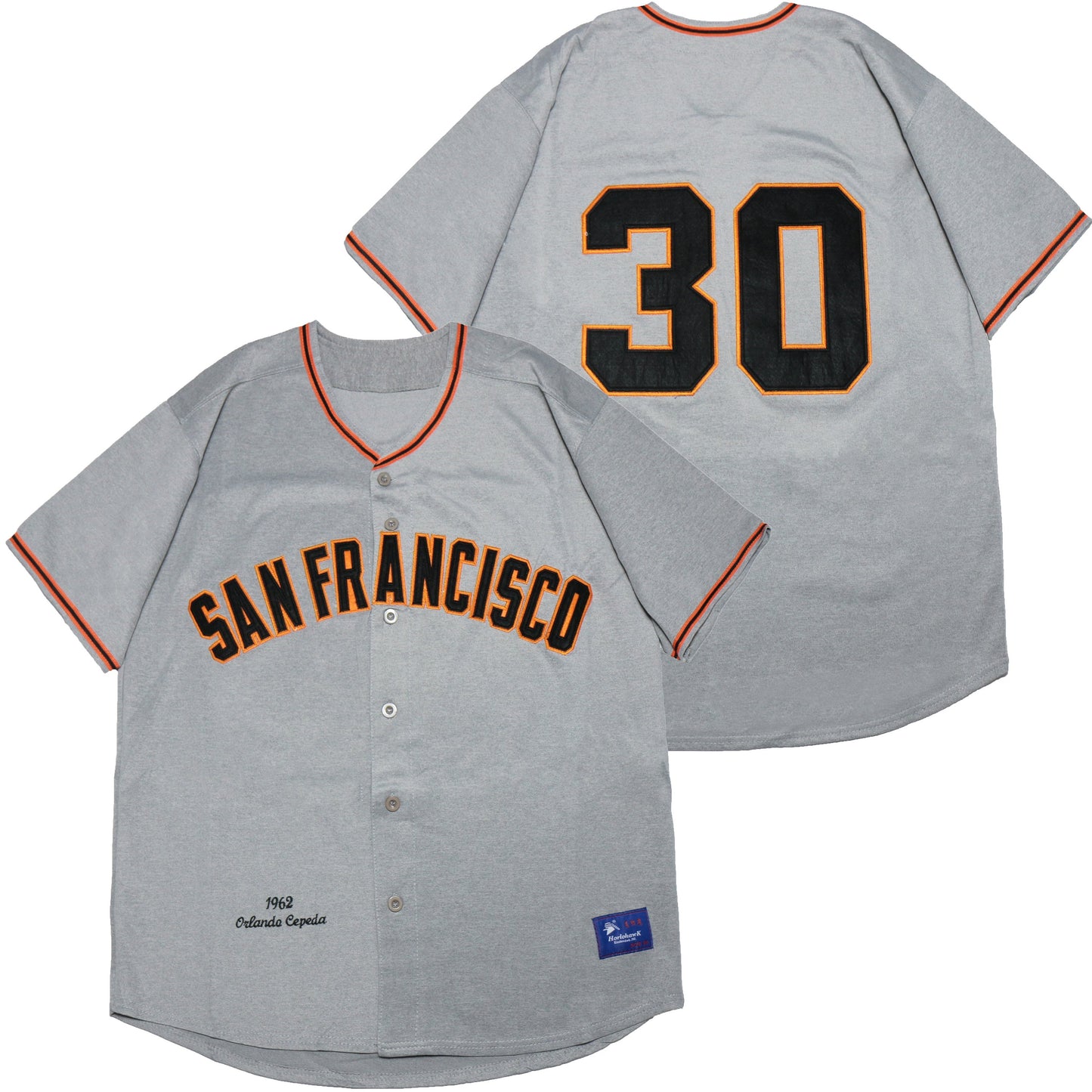 San Francisco Giants #30 Giants 30 Hemp Gray 1962 Retro Baseball Jersey baseball jersey product view 1