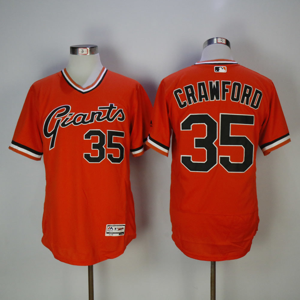 San Francisco Giants #35 Brandon Crawford Giants 35 Orange Elite New Baseball Jersey baseball jersey product view 1