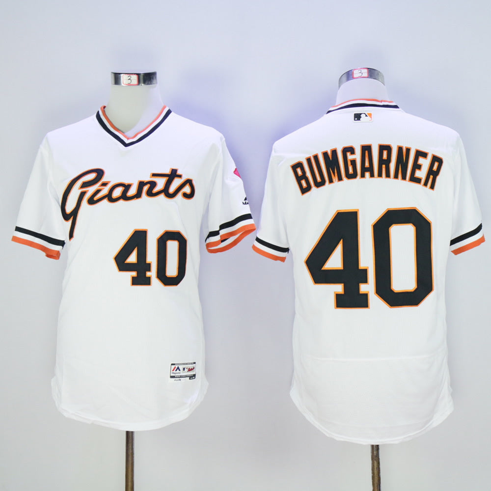 San Francisco Giants #40 Madison Bumgarner Giants 40 White Retro 2016 Baseball Jersey baseball jersey product view 1