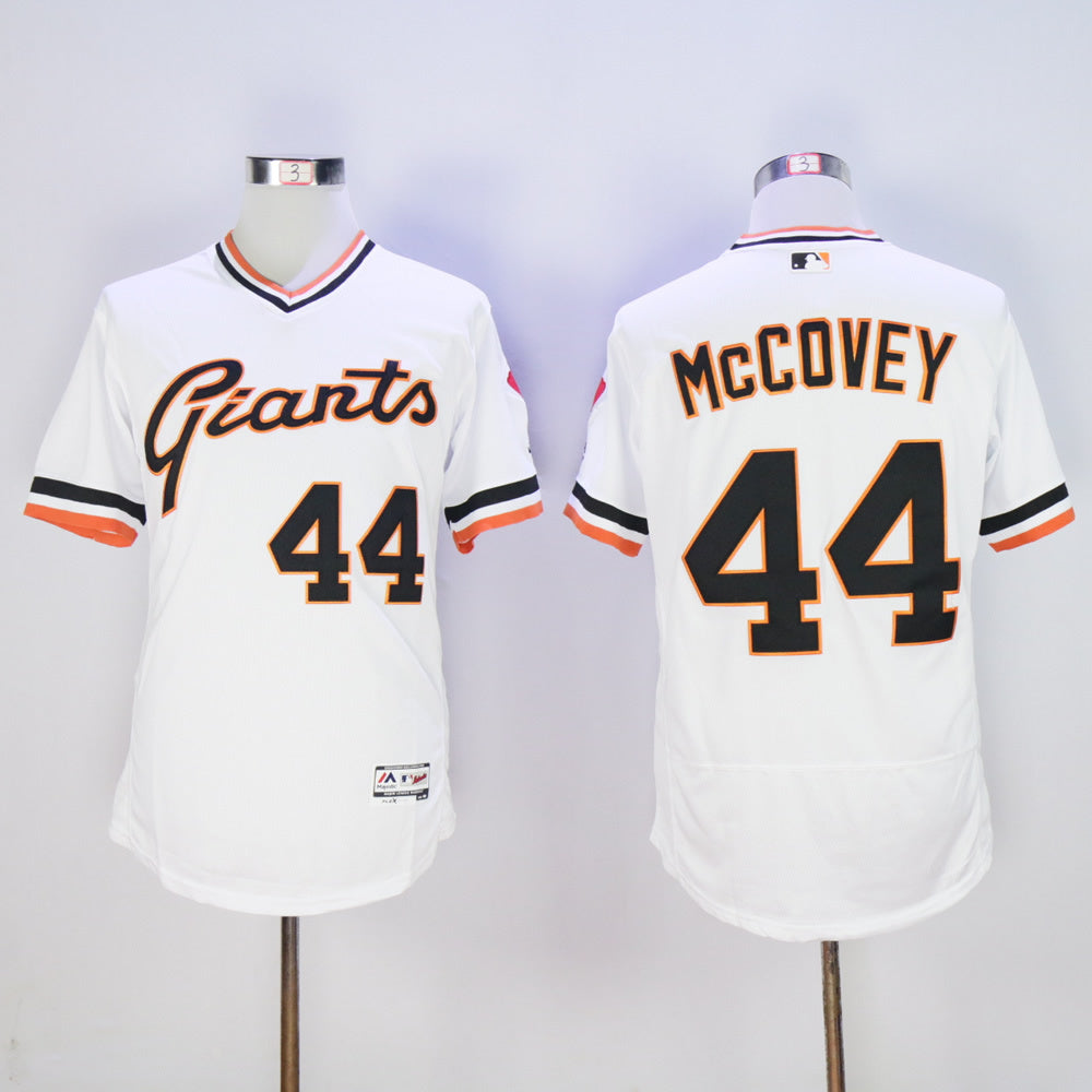 San Francisco Giants #44 Willie McCovey Giants 44 White Pullover Retro 2016 Player Version baseball jersey product view 1