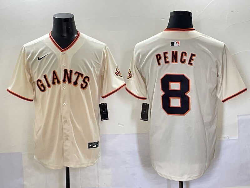San Francisco Giants #8 Pence Giants Baseball Jersey baseball jersey product view 1