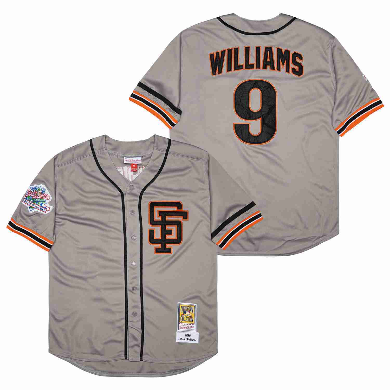 San Francisco Giants #9 Matt Williams Giants 9 Gray 1989 Retro Baseball Jersey baseball jersey product view 1
