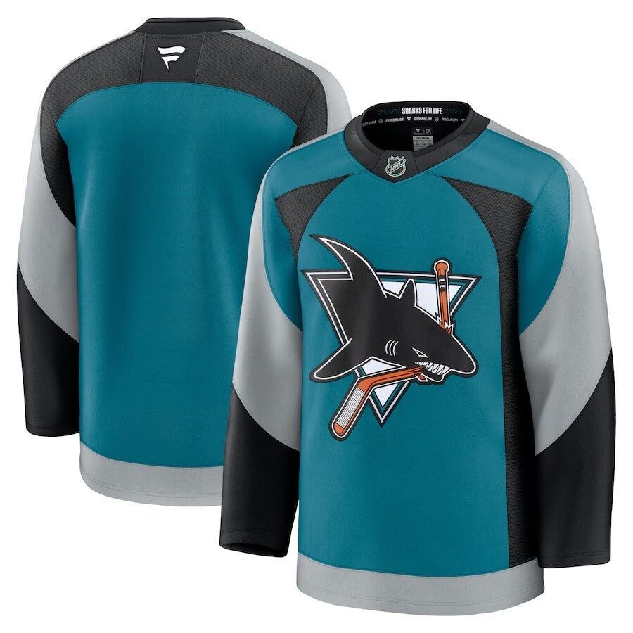 San Jose Sharks Fanatics Alternate Premium Jersey - Teal Hockey Jersey hockey jersey product view 1