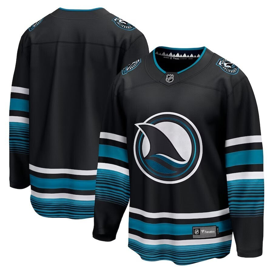 San Jose Sharks Fanatics Branded Alternate Premier Breakaway Jersey - Black Hockey Jersey hockey jersey product view 1