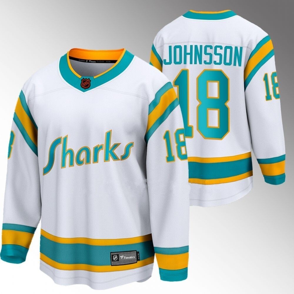 San Jose Sharks #18 Andreas Johnsson White 2022 Special Edition Retro Jersey_conew1 Hockey Jersey hockey jersey product view 1