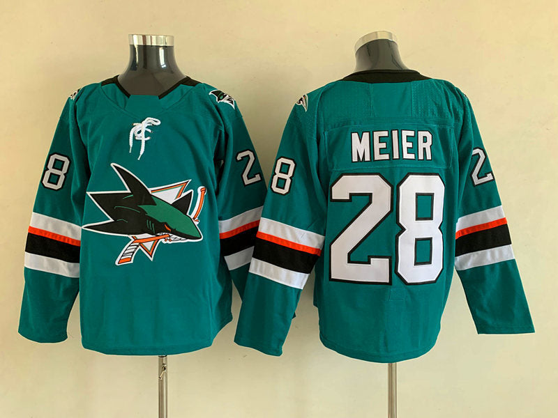 San Jose Sharks #28 Timo Meier Hockey Jersey hockey jersey product view 1