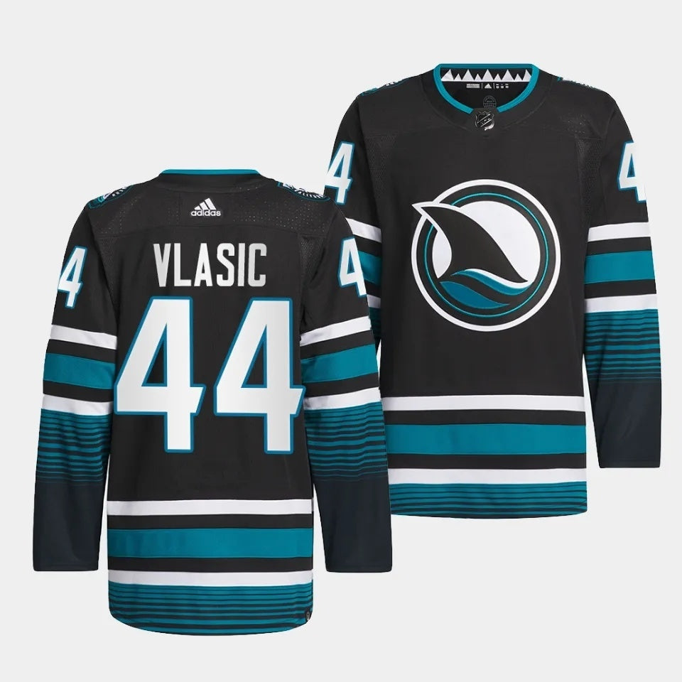 San Jose Sharks #44 Marc-Edouard Vlasic 2023-24 Cali Fin 3rd Alternate Jersey Style 2 Hockey Jersey hockey jersey product view 1