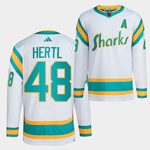 San Jose Sharks #48 tomas-hertl-2022sharks-white-reverse-retro-2.0-authentic-primegreen-jersey hockey jersey product view 1