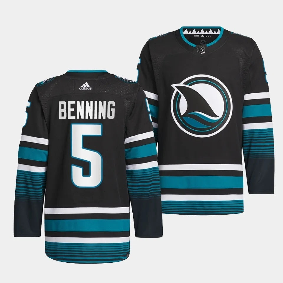 San Jose Sharks #5 Matt Benning 2023-24 Cali Fin 3rd Alternate Jersey Hockey Jersey hockey jersey product view 1