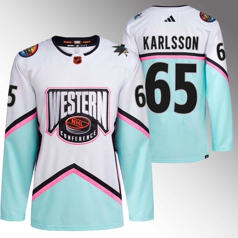 San Jose Sharks #65 Erik Karlsson White 2023 NHL All-Star Western Conference Authentic Jersey hockey jersey product view 1