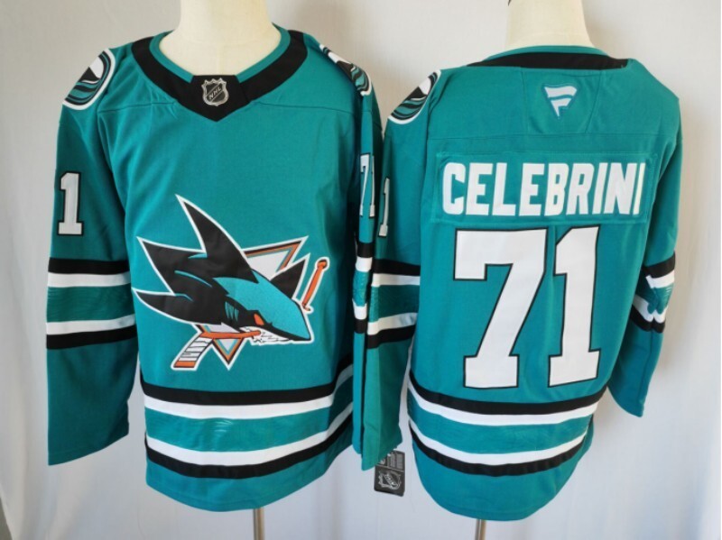 San Jose Sharks #71 Macklin Celebrini Hockey Jersey hockey jersey product view 1