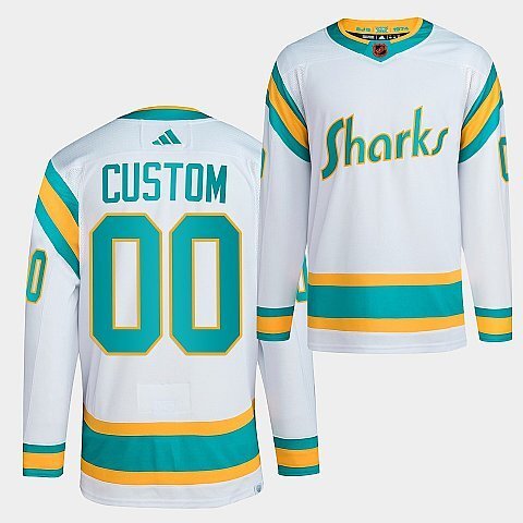 San Jose Sharks #custom-2022 white-reverse-retro-2.0-authentic-primegreen-jersey Hockey Jersey hockey jersey product view 1