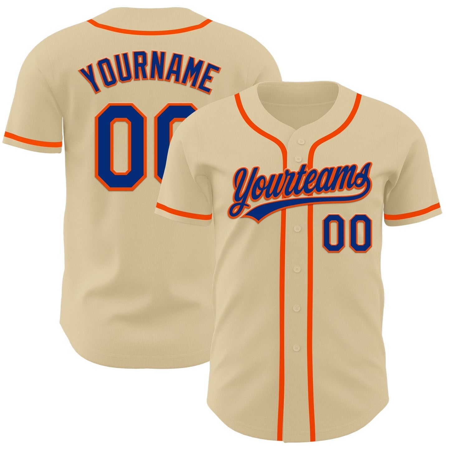Custom Sand Royal-Orange Authentic Baseball Jersey baseball jersey product view 1