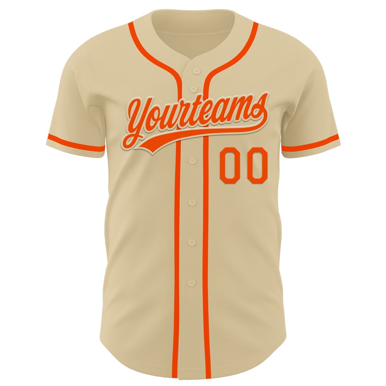 Custom Sand Orange Authentic Baseball Jersey baseball jersey product view 2