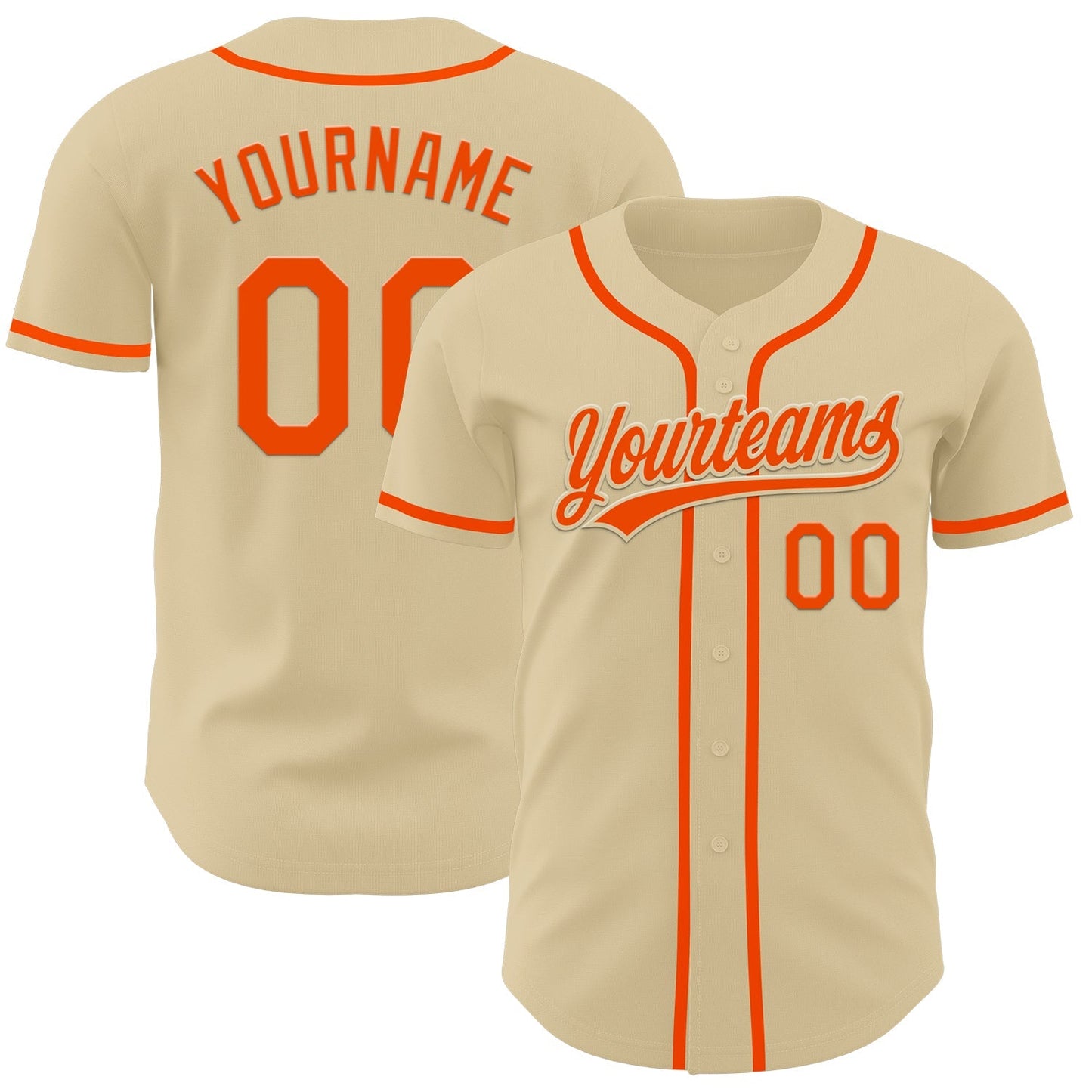 Custom Sand Orange Authentic Baseball Jersey baseball jersey product view 1