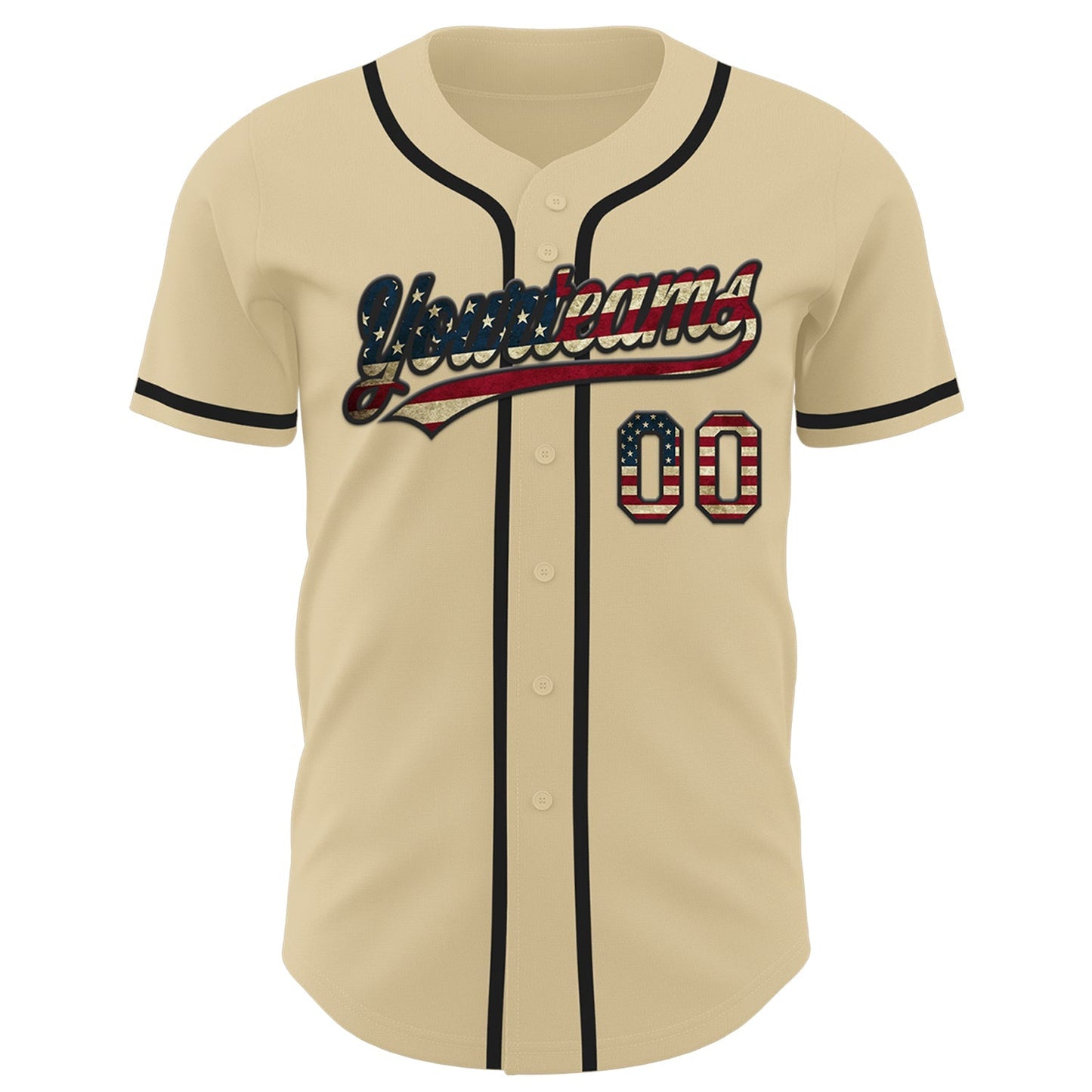 Custom Sand Vintage USA Flag-Black Authentic Baseball Jersey baseball jersey product view 2