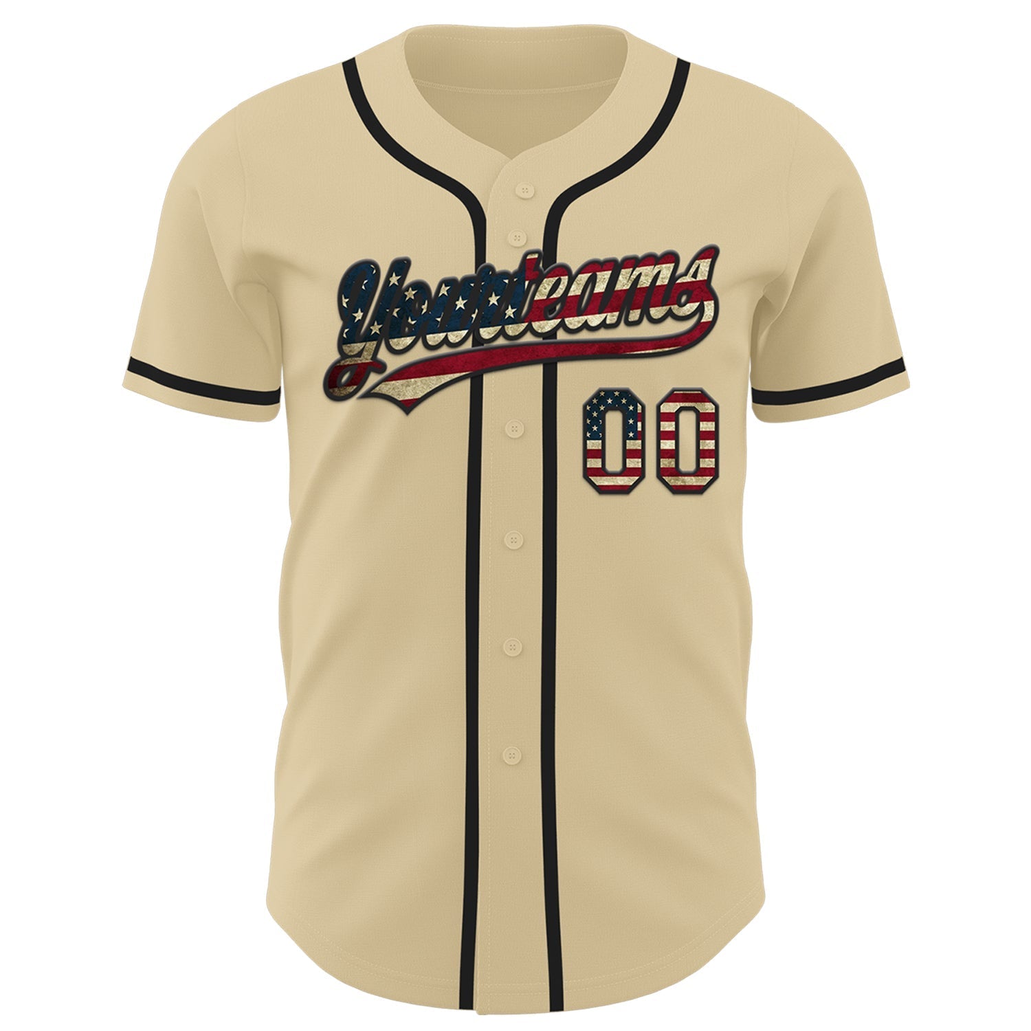 Custom Sand Vintage USA Flag-Black Authentic Baseball Jersey baseball jersey product view 2