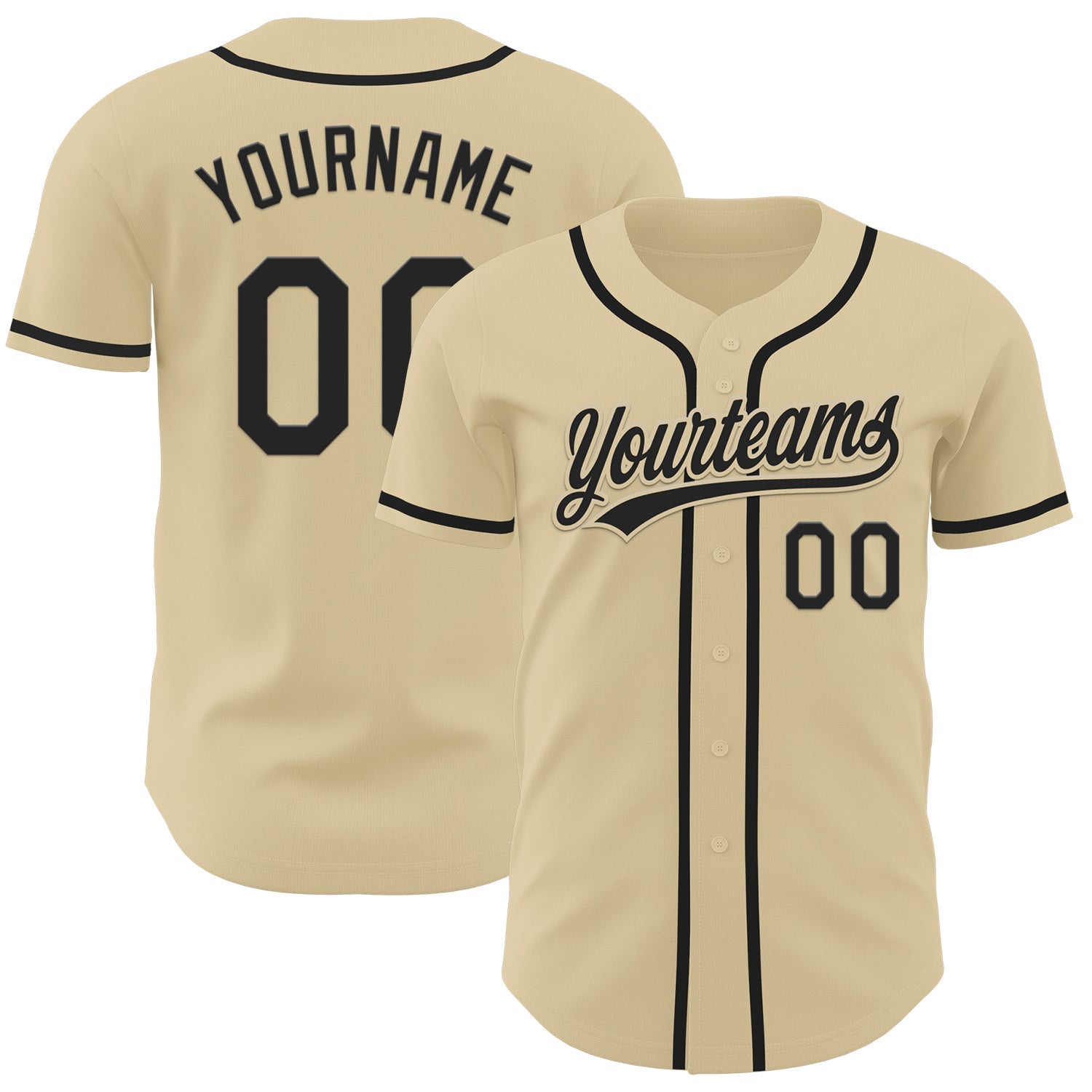 Custom Sand Black Authentic Baseball Jersey baseball jersey product view 1