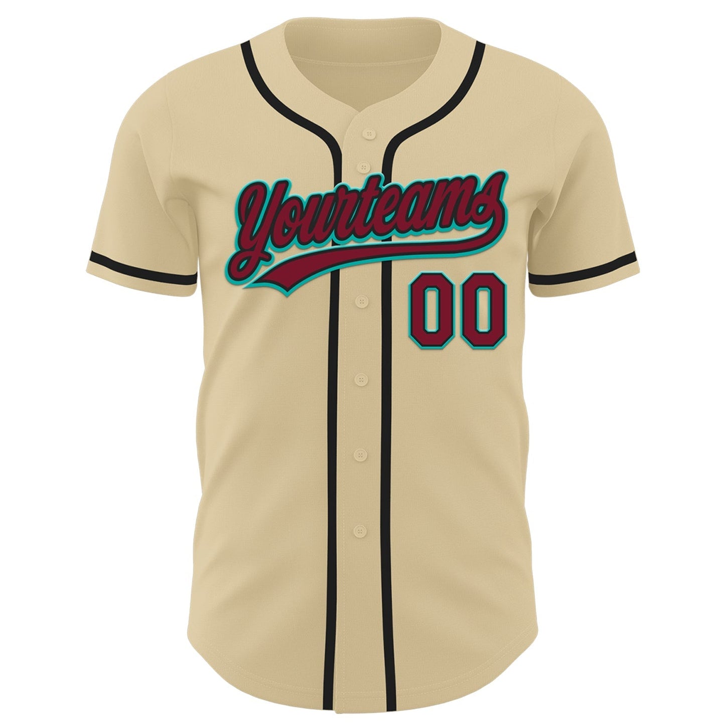 Custom Sand Crimson Black-Aqua Authentic Baseball Jersey baseball jersey product view 2