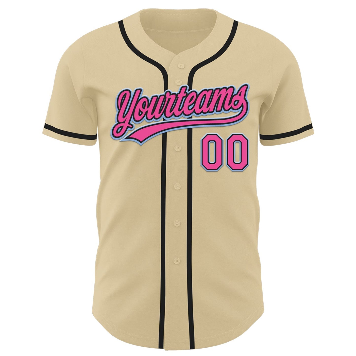 Custom Sand Pink Black-Light Blue Authentic Baseball Jersey baseball jersey product view 2