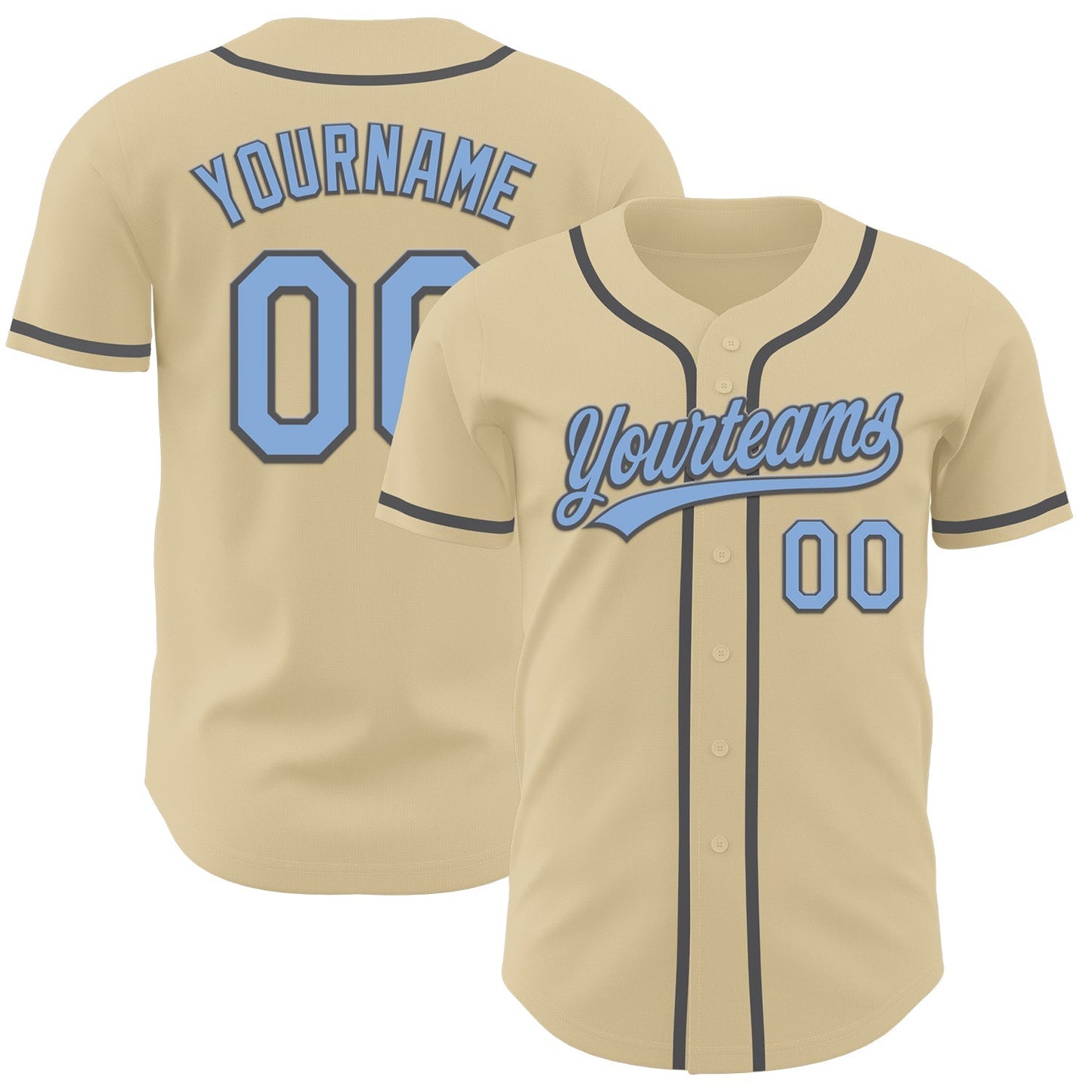 Custom Sand Light Blue-Steel Gray Authentic Baseball Jersey baseball jersey product view 1