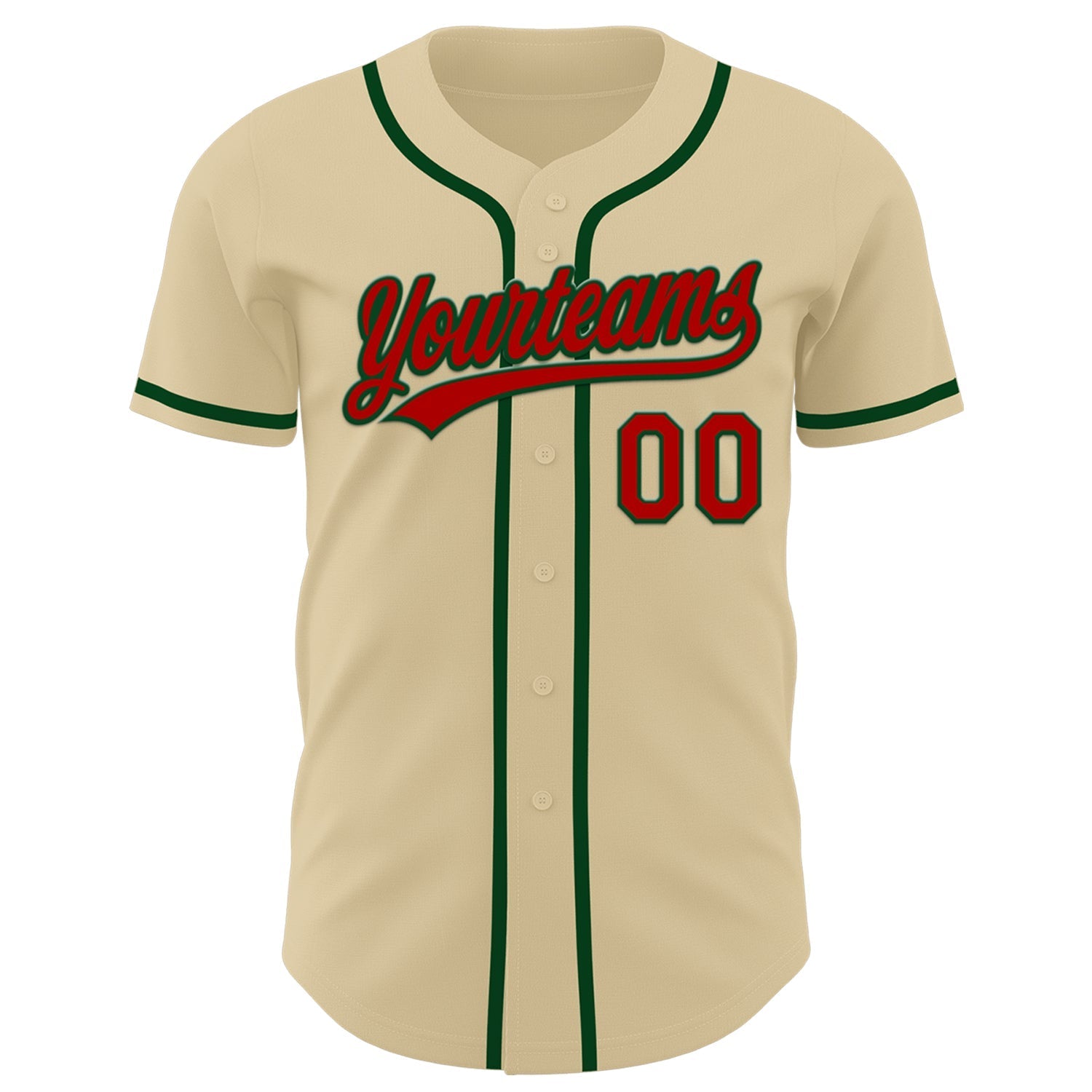 Custom Sand Red-Green Authentic Baseball Jersey baseball jersey product view 2