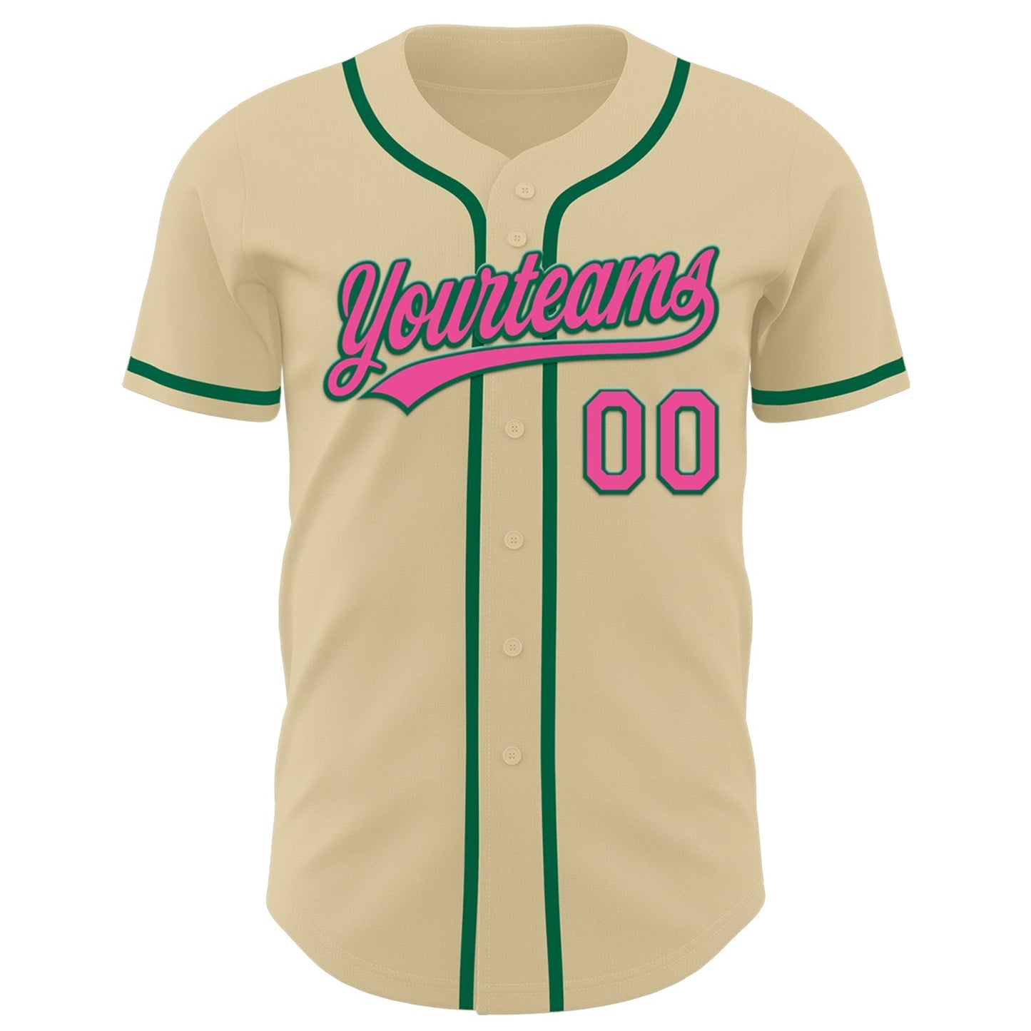 Custom Sand Pink-Kelly Green Authentic Baseball Jersey baseball jersey product view 2