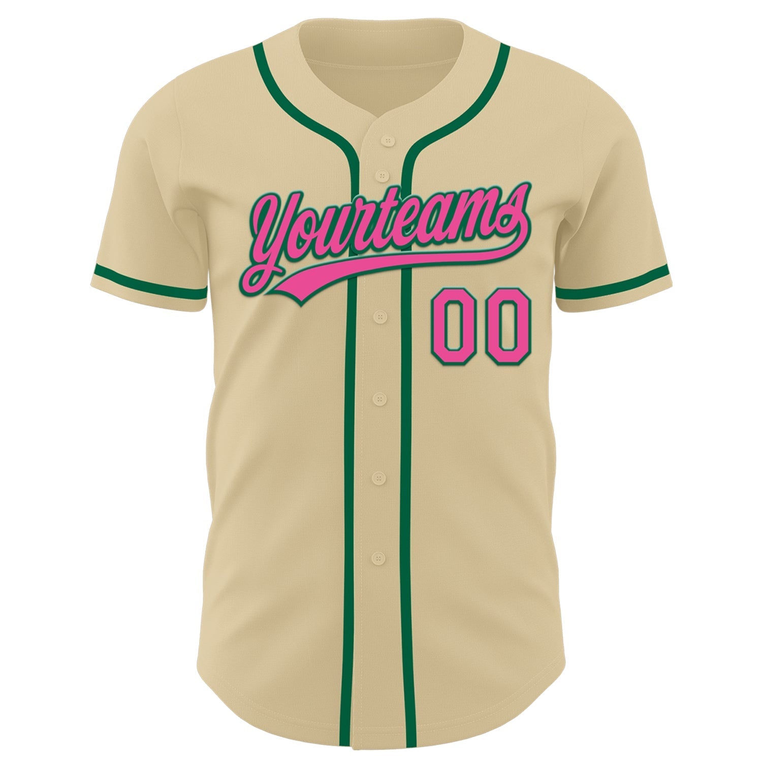 Custom Sand Pink-Kelly Green Authentic Baseball Jersey baseball jersey product view 2
