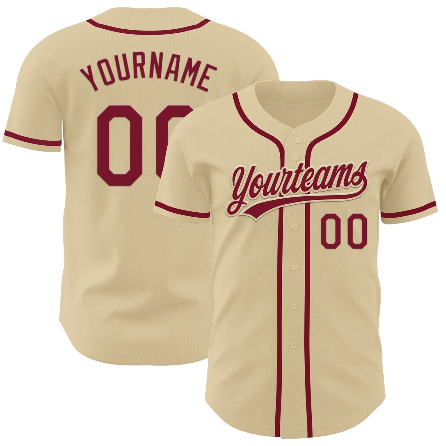 Custom Sand Crimson Authentic Baseball Jersey baseball jersey product view 1