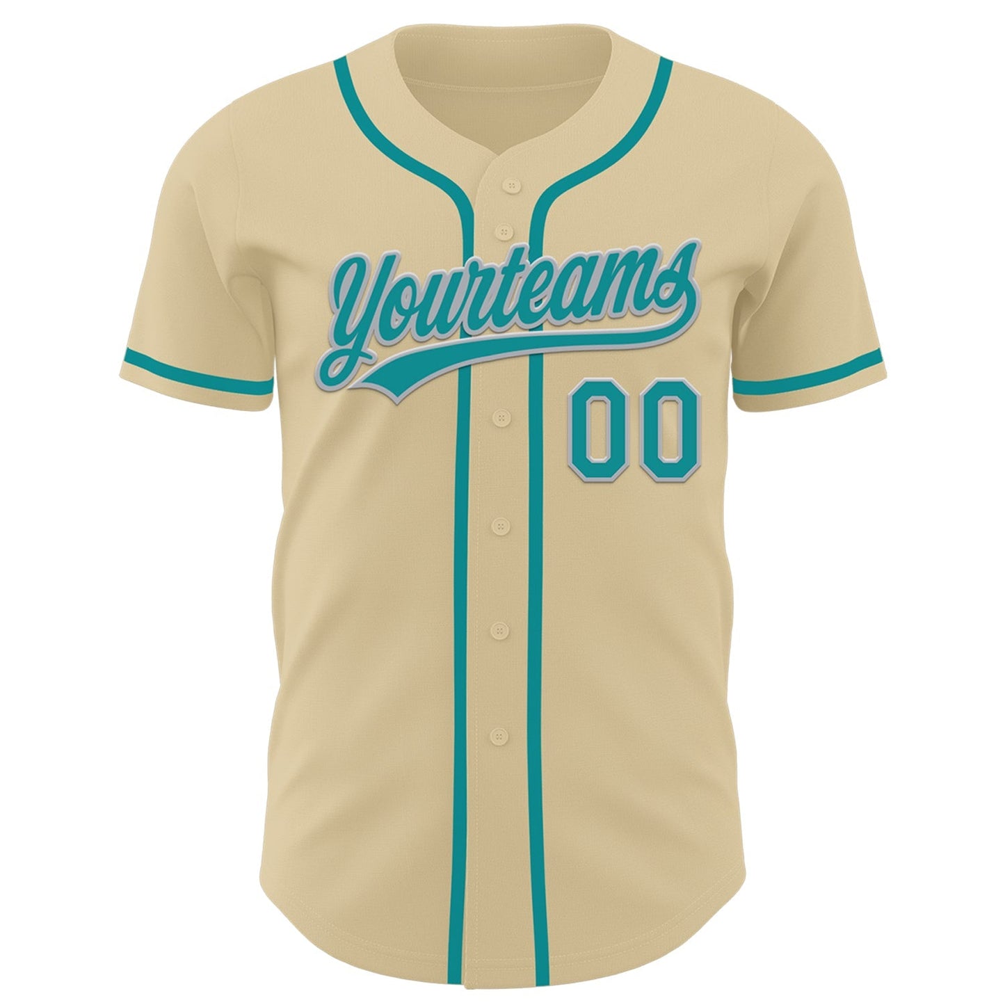 Custom Sand Teal-Gray Authentic Baseball Jersey baseball jersey product view 2