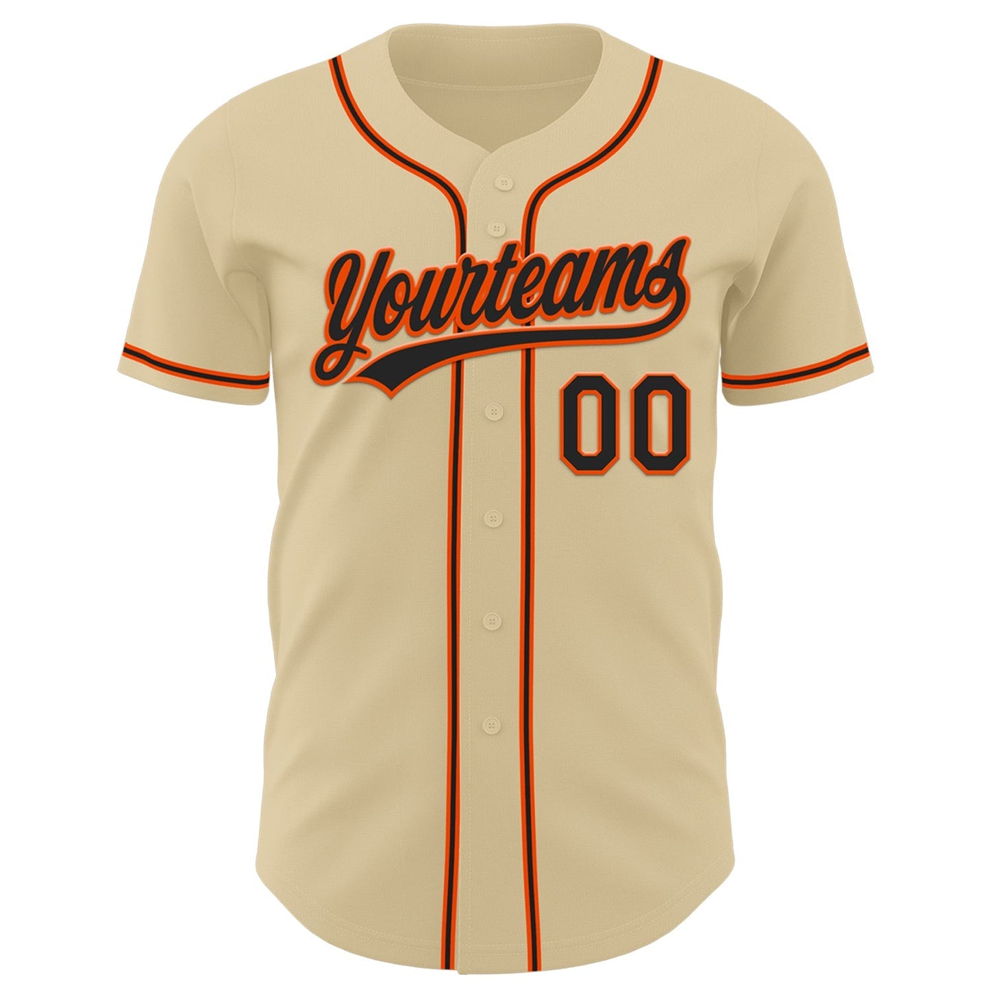 Custom Sand Black-Orange Authentic Baseball Jersey baseball jersey product view 2