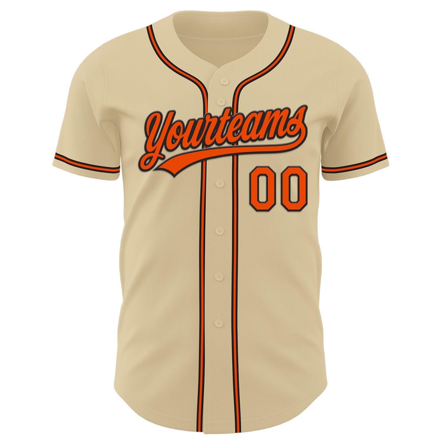 Custom Sand Orange-Black Authentic Baseball Jersey baseball jersey product view 2