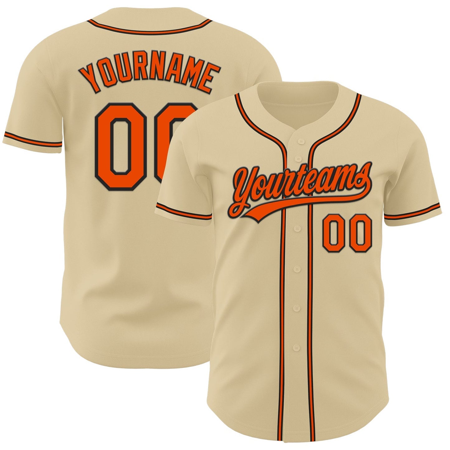 Custom Sand Orange-Black Authentic Baseball Jersey baseball jersey product view 1