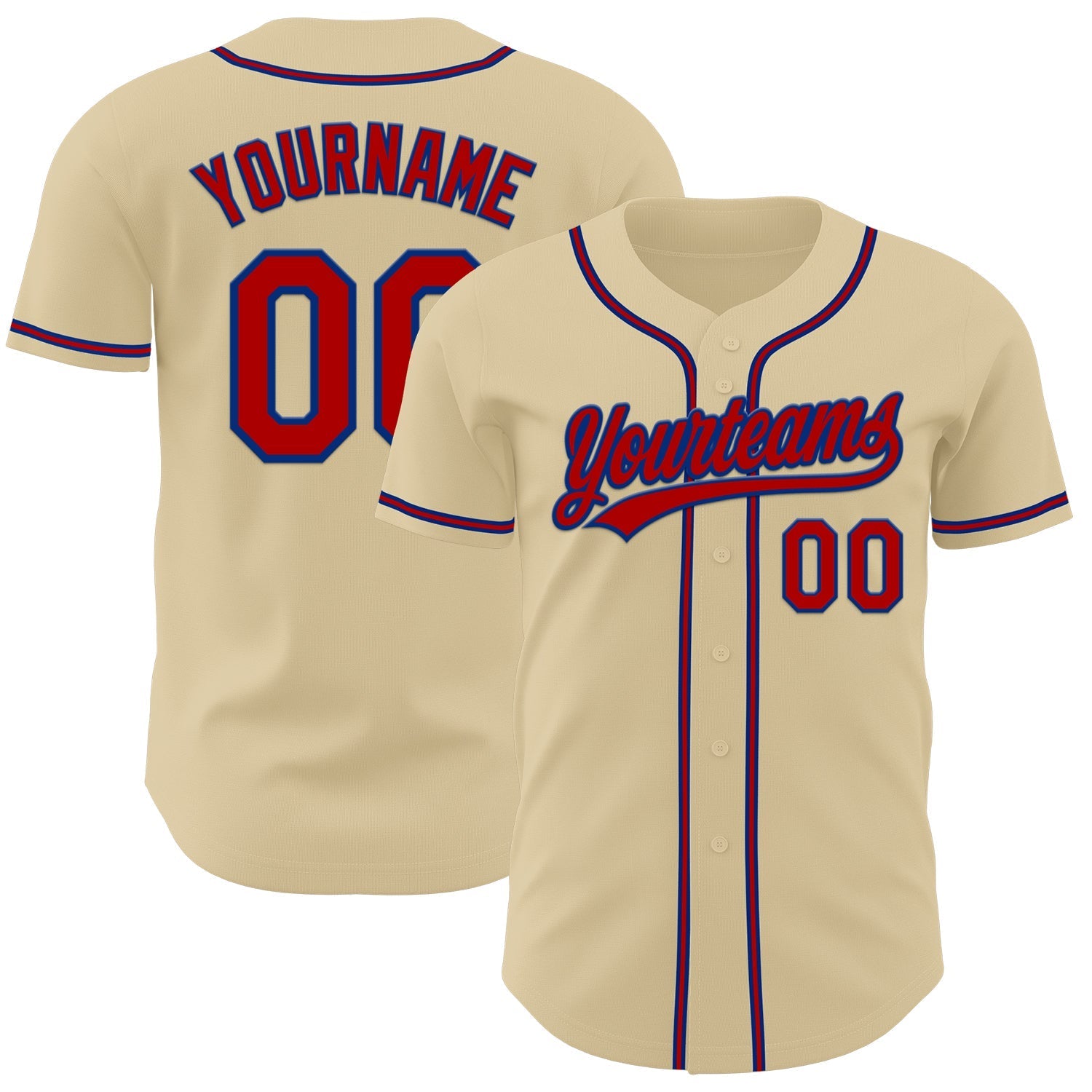 Custom Sand Red-Royal Authentic Baseball Jersey baseball jersey product view 1