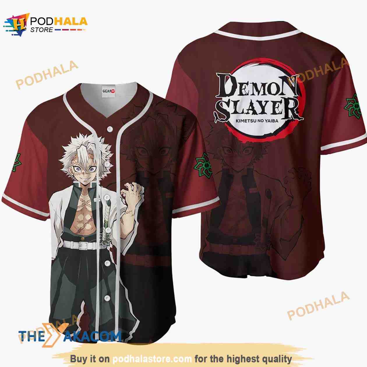 Sanemi Shinazugawa Kimetsu Anime 3D Baseball Jersey Shirt baseball jersey product view 1