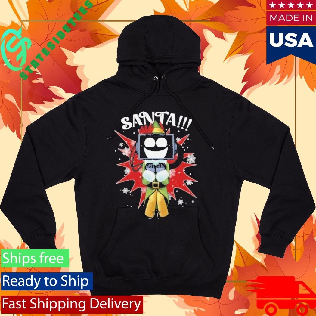 Santa Buddy The Fixtbot Black - Adult & Kids T-Shirts, Sweatshirts & Hoodies apparel design preview 2