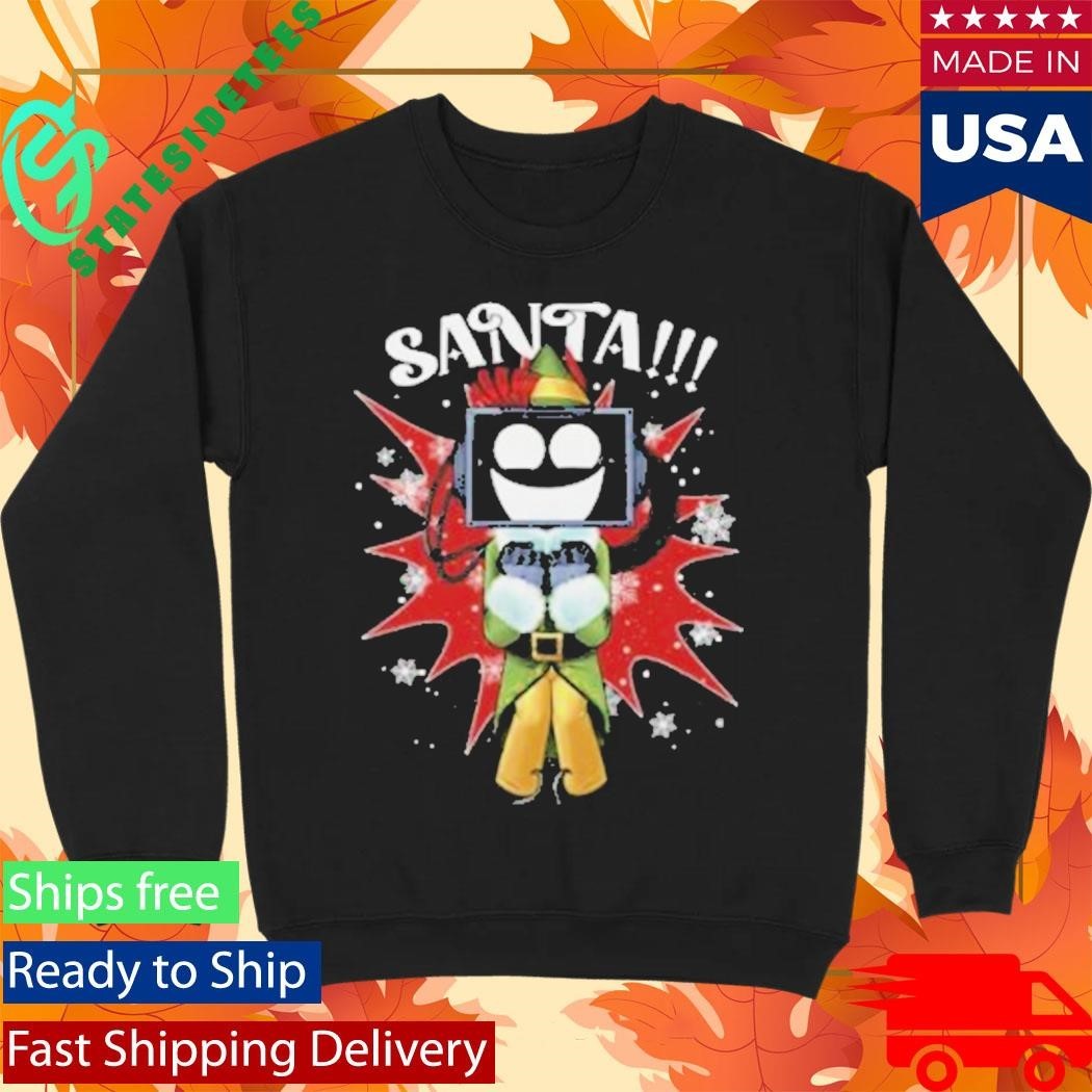 Santa Buddy The Fixtbot Black - Adult & Kids T-Shirts, Sweatshirts & Hoodies apparel design preview 3