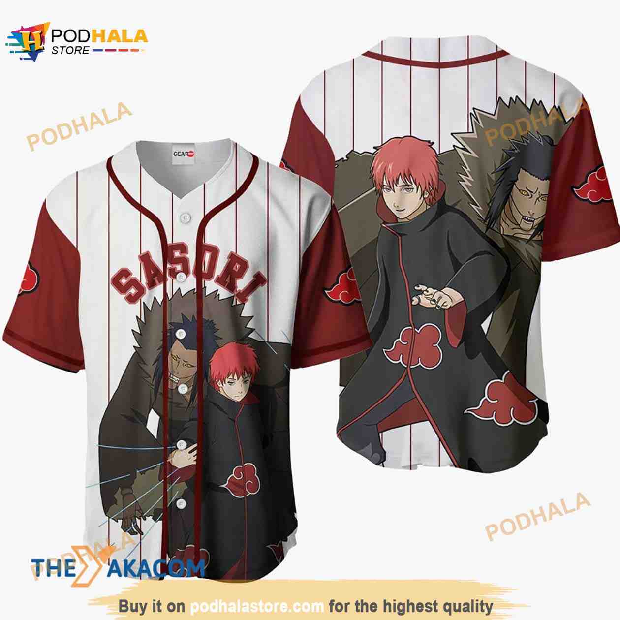 Sasori Akatsuki Anime Sport Style 3D Baseball Jersey Shirt baseball jersey product view 1