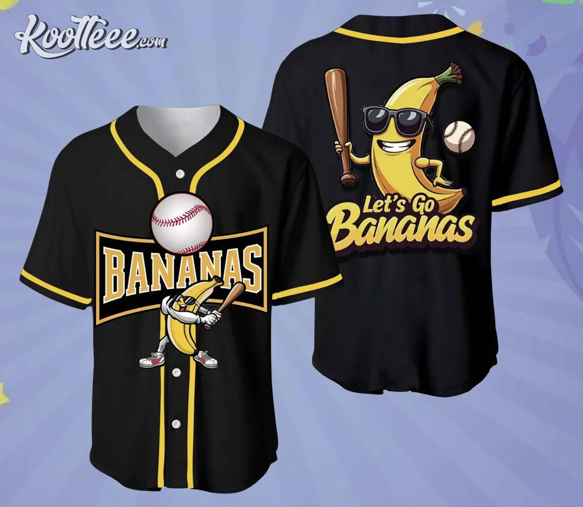 Savannah Bananas Let’s Go Bananas Black Baseball Jersey baseball jersey product view 1