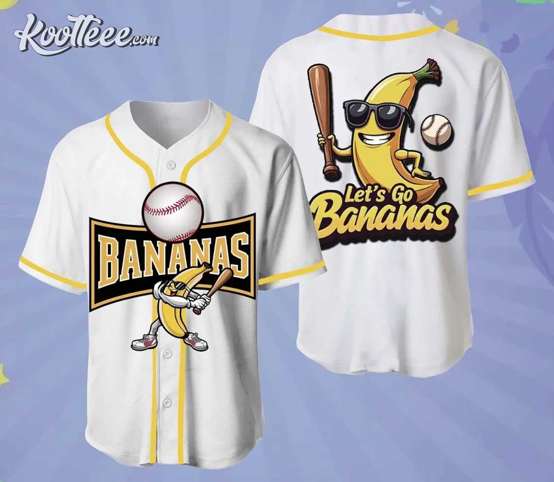 Savannah Bananas Let’s Go Bananas White Baseball Jersey baseball jersey product view 1