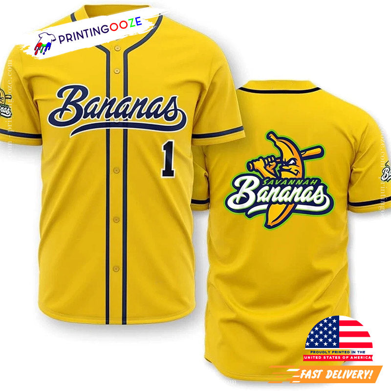 Savannah Bananas Team Baseball Jersey baseball jersey product view 1