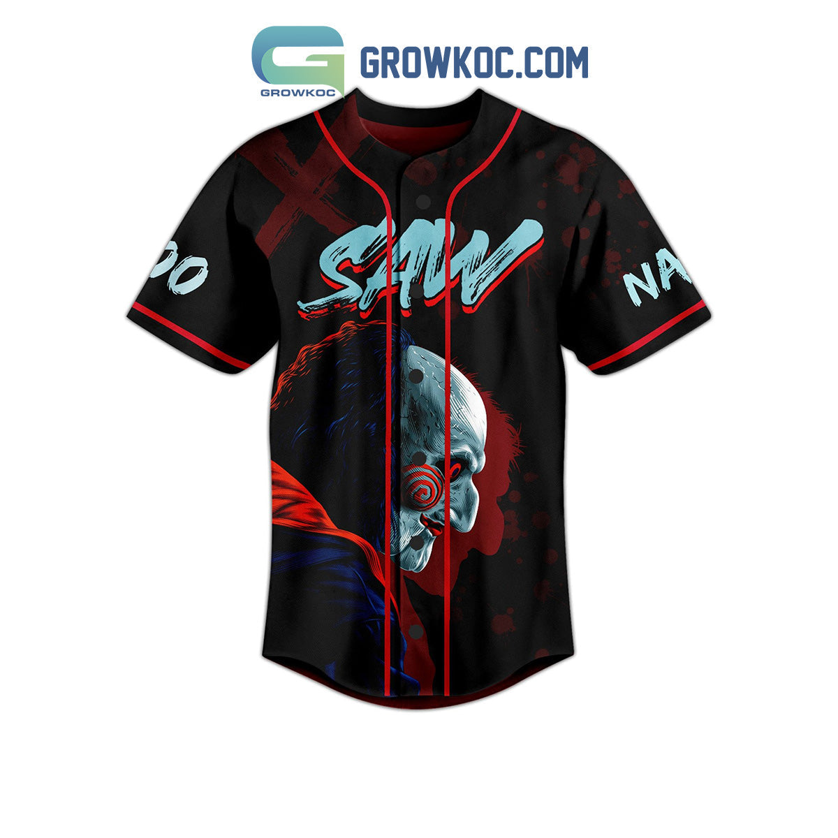 Saw Game Over Personalized Baseball Jersey baseball jersey product view 2